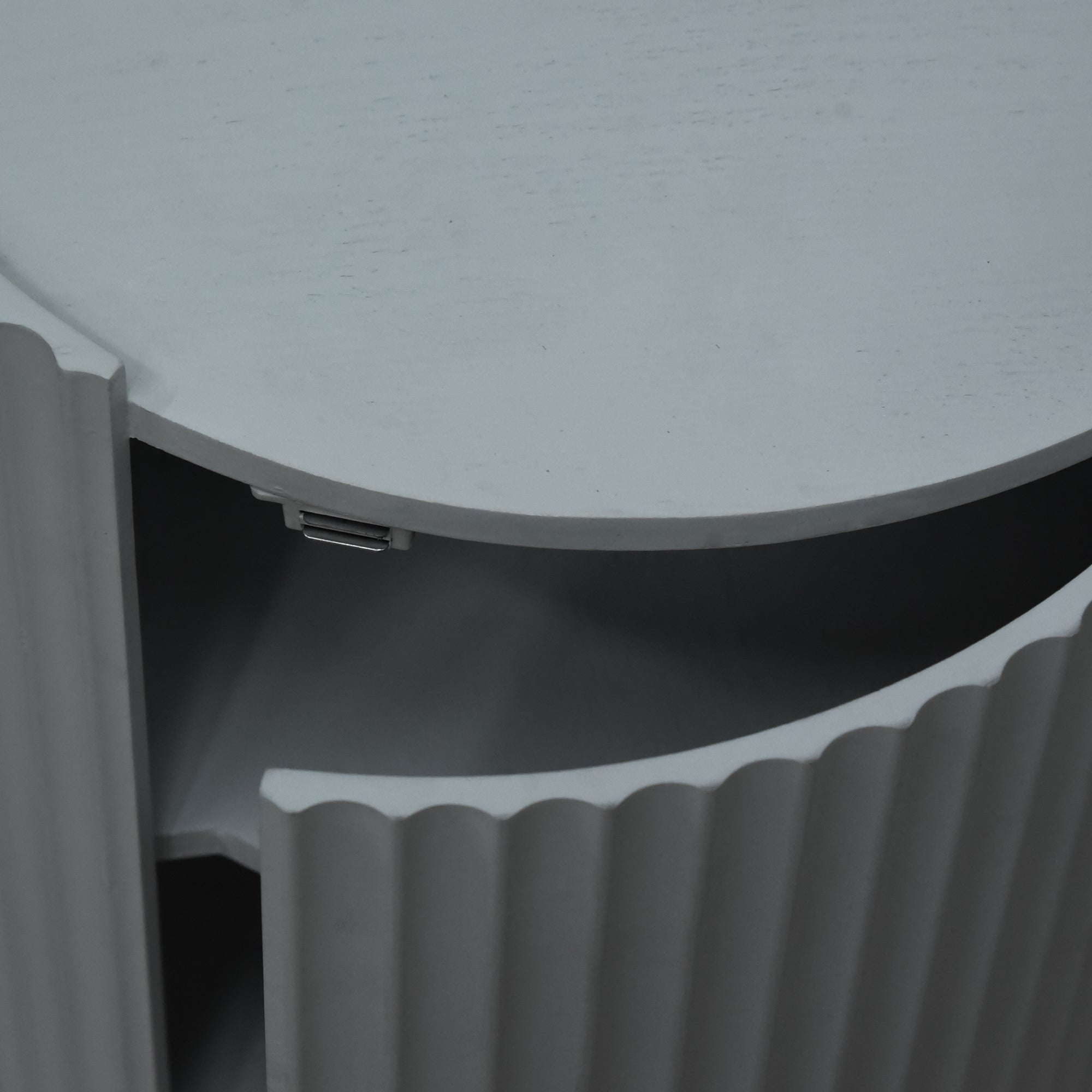 Tavolino Rotondo Rill con Anta e Scomparti Interni 49 x Ø40 cm - Grigio [en.casa]