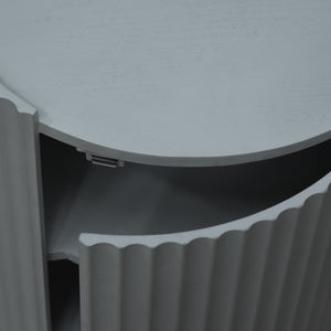 Tavolino Rotondo Rill con Anta e Scomparti Interni 49 x Ø40 cm - Grigio [en.casa]