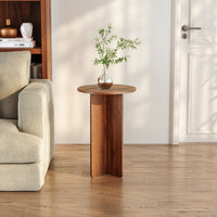 Tavolino Laterale Vappevn con Piano Rotondo 60 x Ø40 cm - Effetto Noce [en.casa]