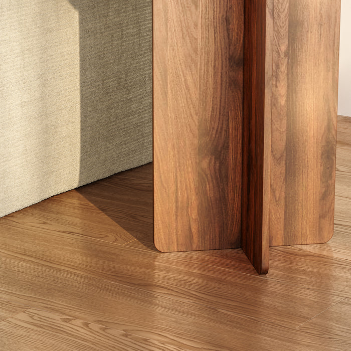 Tavolino Laterale Vappevn con Piano Rotondo 60 x Ø40 cm - Effetto Noce [en.casa]