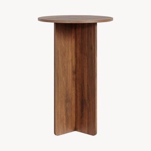 Tavolino Laterale Vappevn con Piano Rotondo 60 x Ø40 cm - Effetto Noce [en.casa]