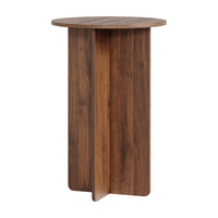 Tavolino Laterale Vappevn con Piano Rotondo 60 x Ø40 cm - Effetto Noce [en.casa]