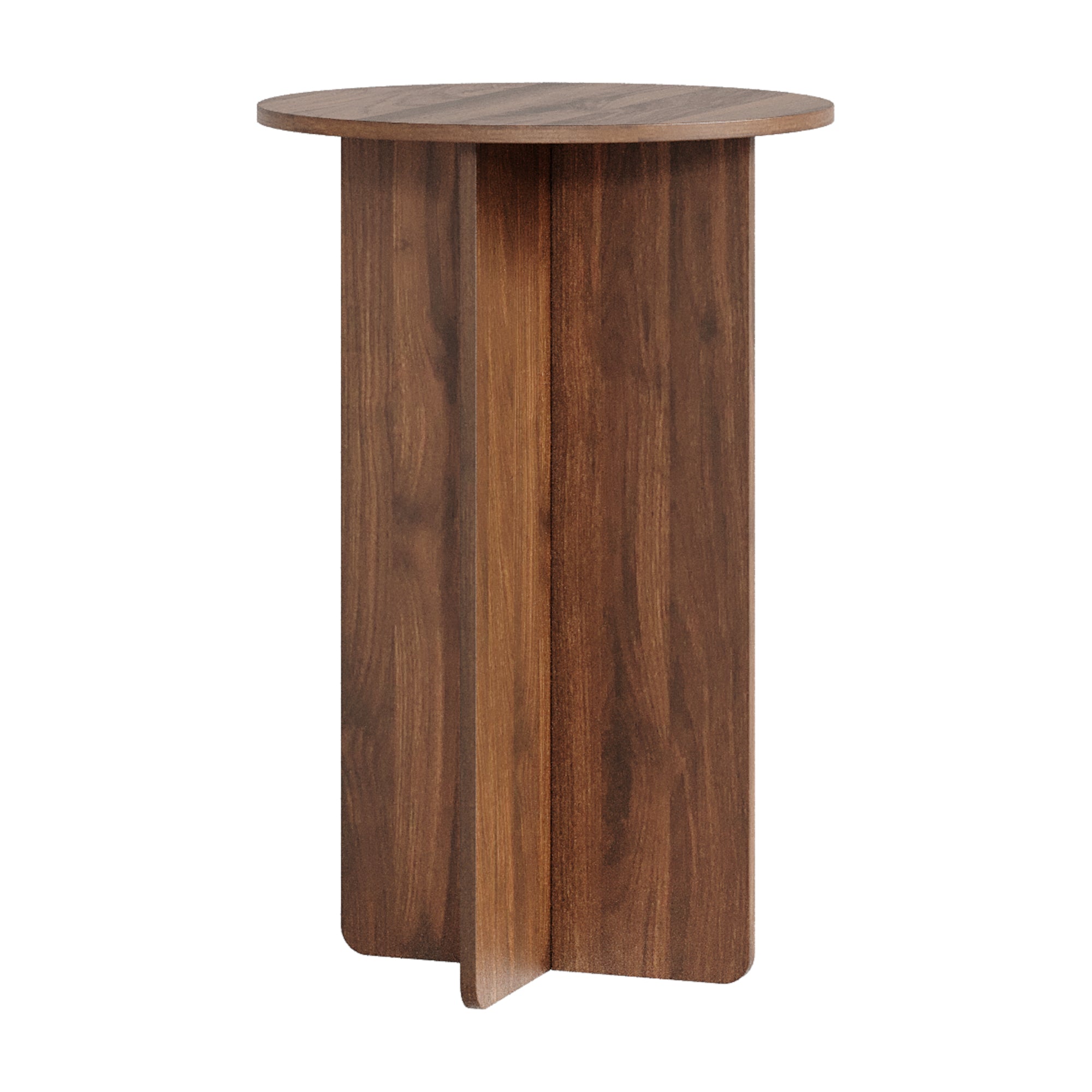 Tavolino Laterale Vappevn con Piano Rotondo 60 x Ø40 cm - Effetto Noce [en.casa]