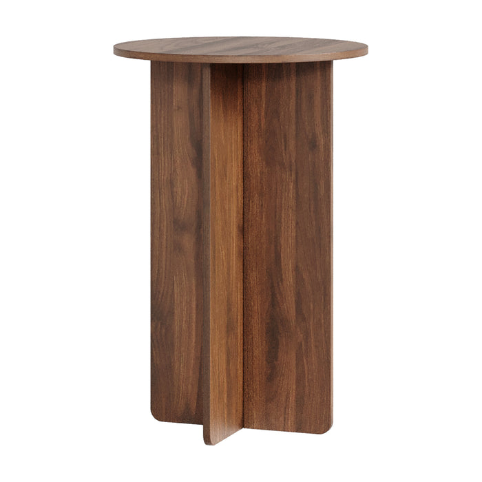 Tavolino Laterale Vappevn con Piano Rotondo 60 x Ø40 cm - Effetto Noce [en.casa]