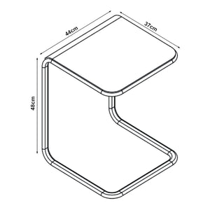 Tavolino da Divano Brosa a Forma di C 44x37x48 cm Cromato / Trasparente [en.casa]