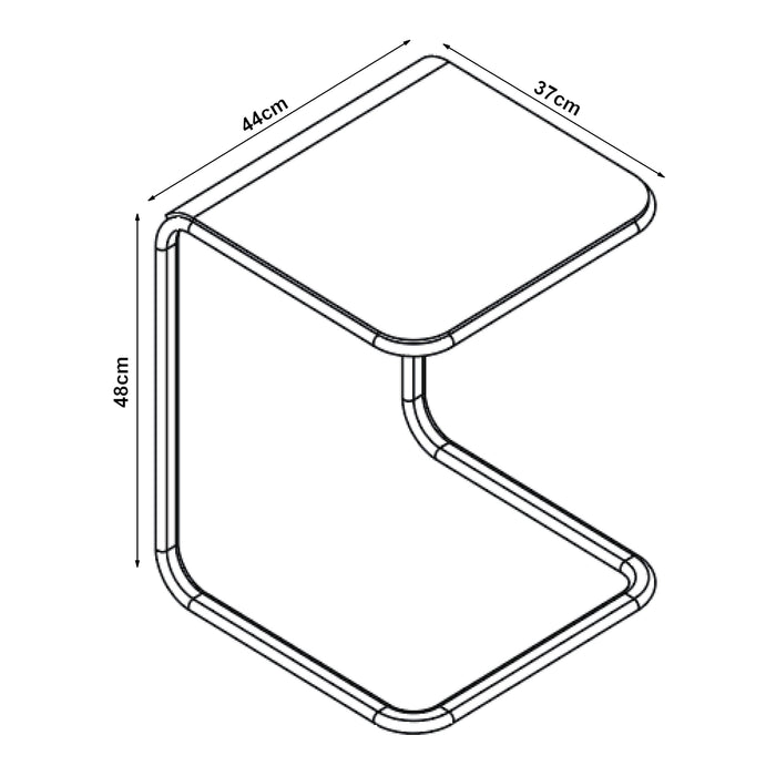 Tavolino da Divano Brosa a Forma di C 44x37x48 cm Cromato / Trasparente [en.casa]