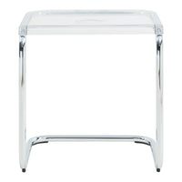 Tavolino da Divano Brosa a Forma di C 44x37x48 cm Cromato / Trasparente [en.casa]