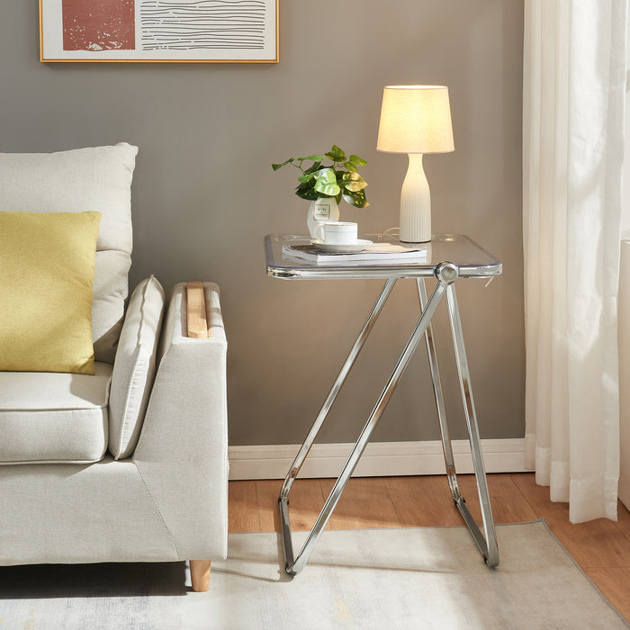 Tavolo Pieghevole Alerhavn Tavolino Portatile per Divano Laptop 70x49x68 cm Trasparente [en.casa]