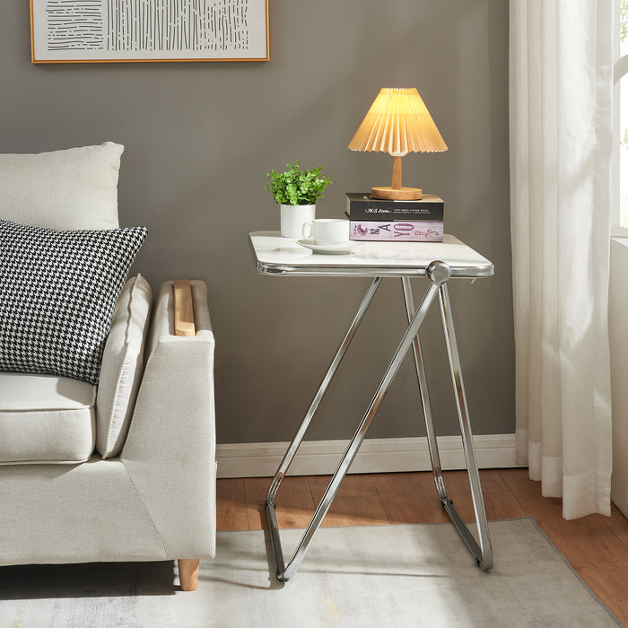 Tavolo Pieghevole Alerhavn Tavolino Portatile per Divano Laptop 70x49x68 cm Bianco [en.casa]