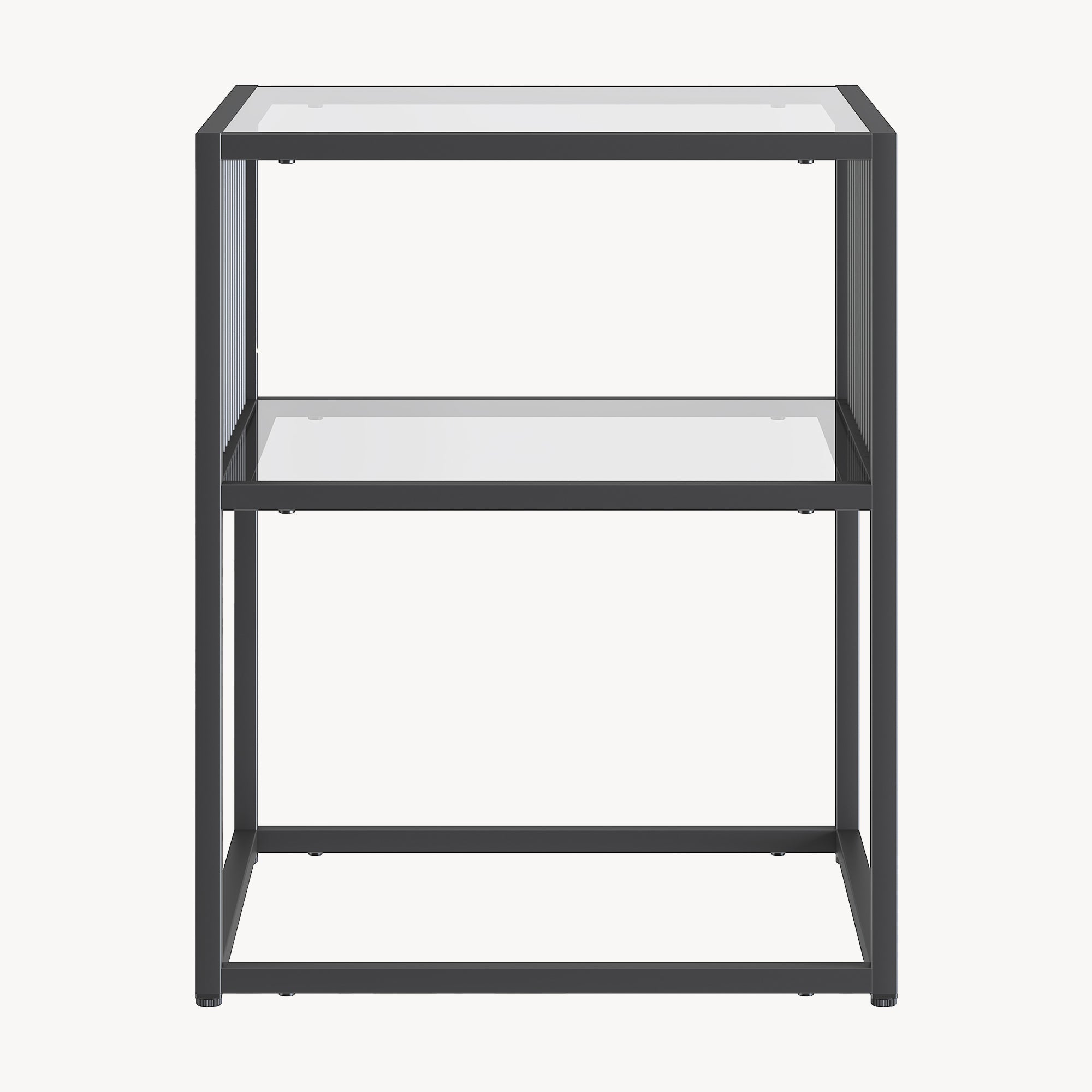 Tavolino Laterale Tronevn con Piano e Ripiano in Vetro Temperato 50 x 40 x 40 cm - Nero [en.casa]