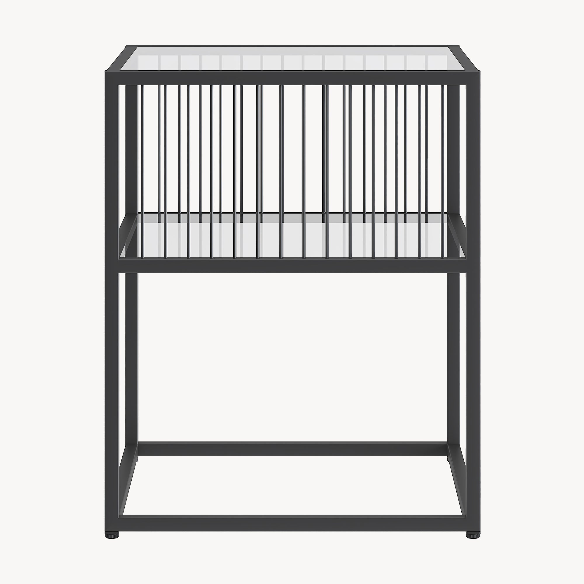 Tavolino Laterale Tronevn con Piano e Ripiano in Vetro Temperato 50 x 40 x 40 cm - Nero [en.casa]