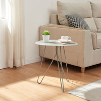 Tavolino Nopimi con Piano Rotondo e Gambe a Forcina 45 x Ø43 cm - Grigio Opaco [en.casa]