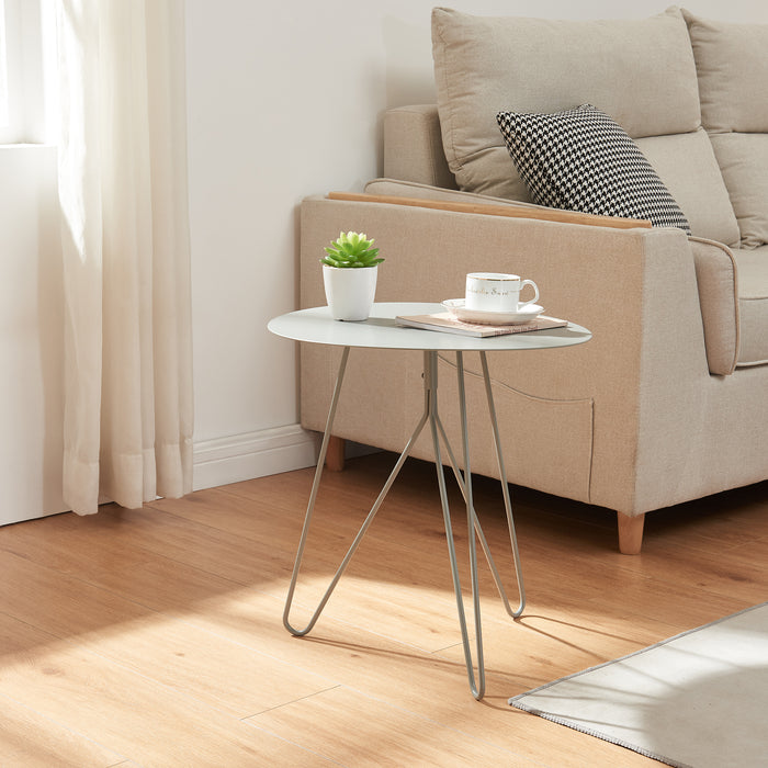 Tavolino Nopimi con Piano Rotondo e Gambe a Forcina 45 x Ø43 cm - Grigio Opaco [en.casa]