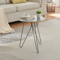 Tavolino Nopimi con Piano Rotondo e Gambe a Forcina 45 x Ø43 cm - Grigio Opaco [en.casa]