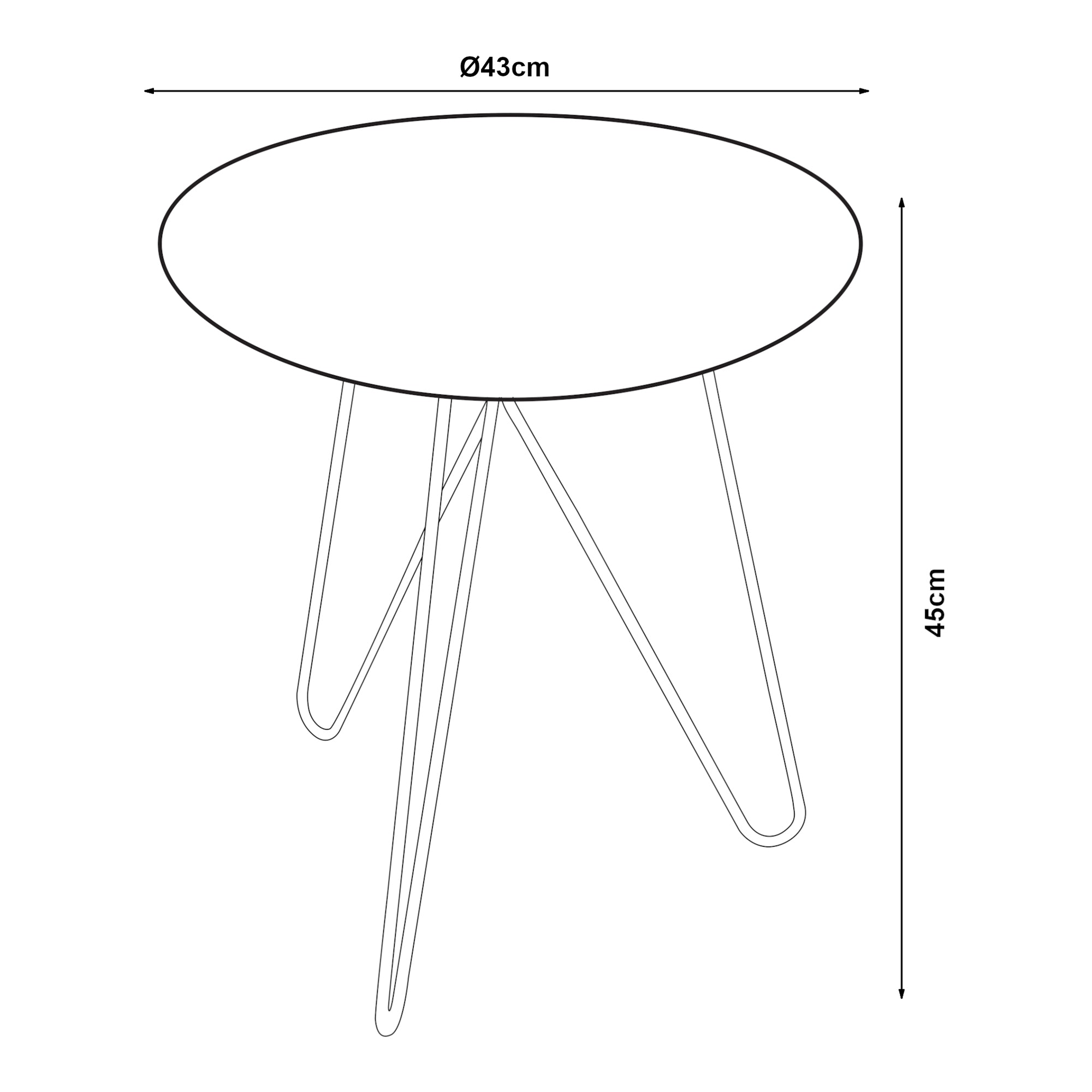 Tavolino Nopimi con Piano Rotondo e Gambe a Forcina 45 x Ø43 cm - Grigio Opaco [en.casa]