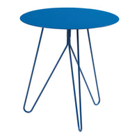 Tavolino Nopimi con Piano Rotondo e Gambe a Forcina 45 x Ø43 cm - Blu Opaco [en.casa]