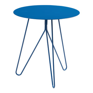 Tavolino Nopimi con Piano Rotondo e Gambe a Forcina 45 x Ø43 cm - Blu Opaco [en.casa]
