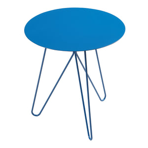 Tavolino Nopimi con Piano Rotondo e Gambe a Forcina 45 x Ø43 cm - Blu Opaco [en.casa]