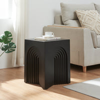 Tavolino Cubo Elverumn con Design Arcuato 45x35x35 cm Nero [en.casa]