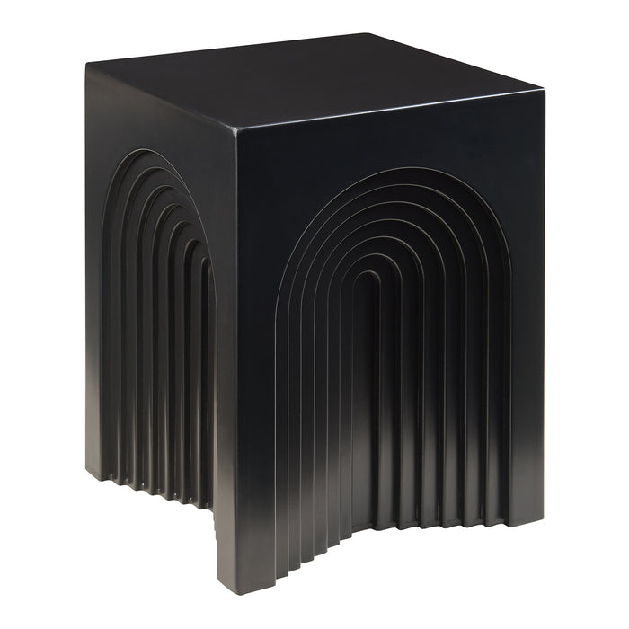 Tavolino Cubo Elverumn con Design Arcuato 45x35x35 cm Nero [en.casa]