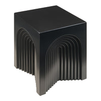Tavolino Cubo Elverumn con Design Arcuato 45x35x35 cm Nero [en.casa]