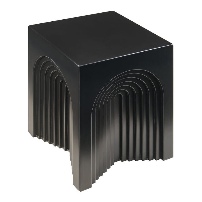 Tavolino Cubo Elverumn con Design Arcuato 45x35x35 cm Nero [en.casa]