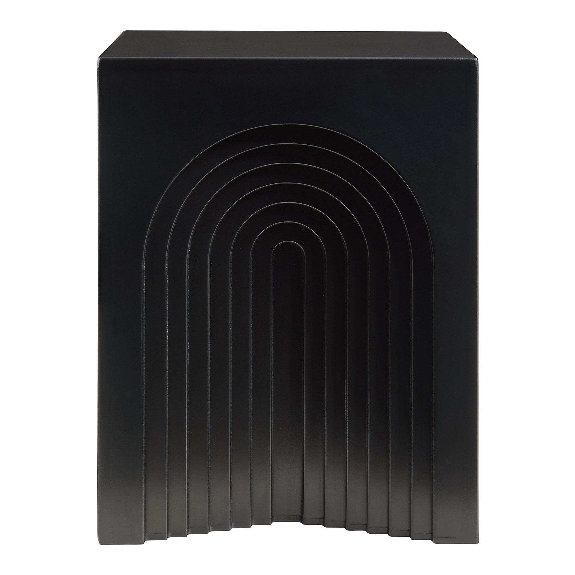 Tavolino Cubo Elverumn con Design Arcuato 45x35x35 cm Nero [en.casa]