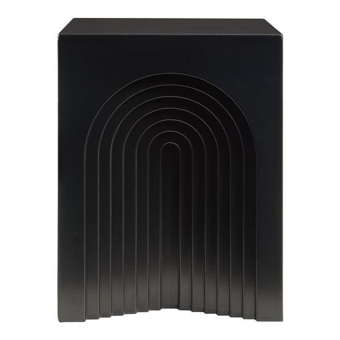 Tavolino Cubo Elverumn con Design Arcuato 45x35x35 cm Nero [en.casa]