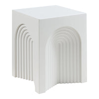 Tavolino Cubo Elverumn con Design Arcuato 45x35x35 cm Bianco [en.casa]