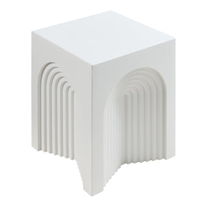 Tavolino Cubo Elverumn con Design Arcuato 45x35x35 cm Bianco [en.casa]