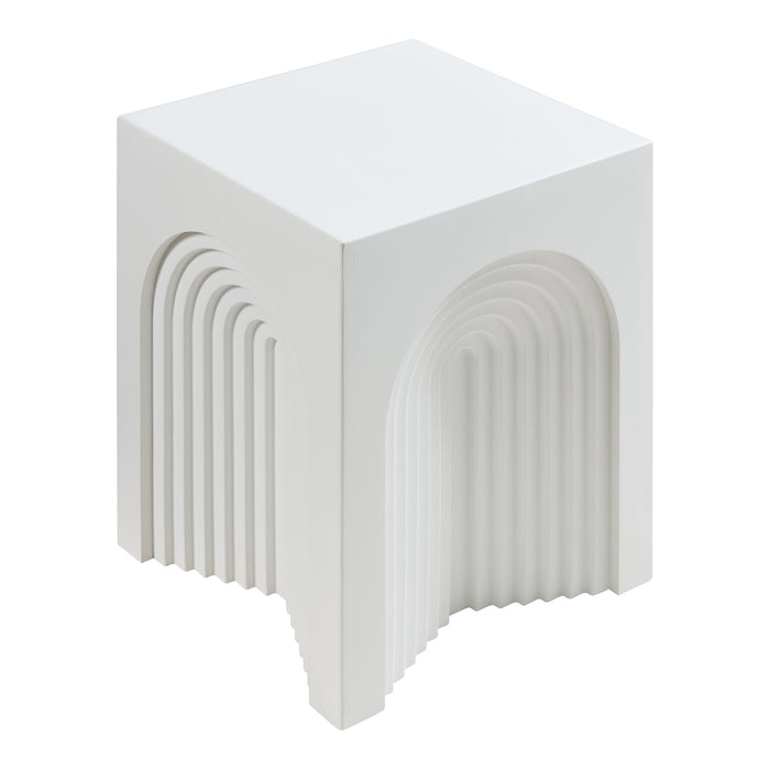 Tavolino Cubo Elverumn con Design Arcuato 45x35x35 cm Bianco [en.casa]