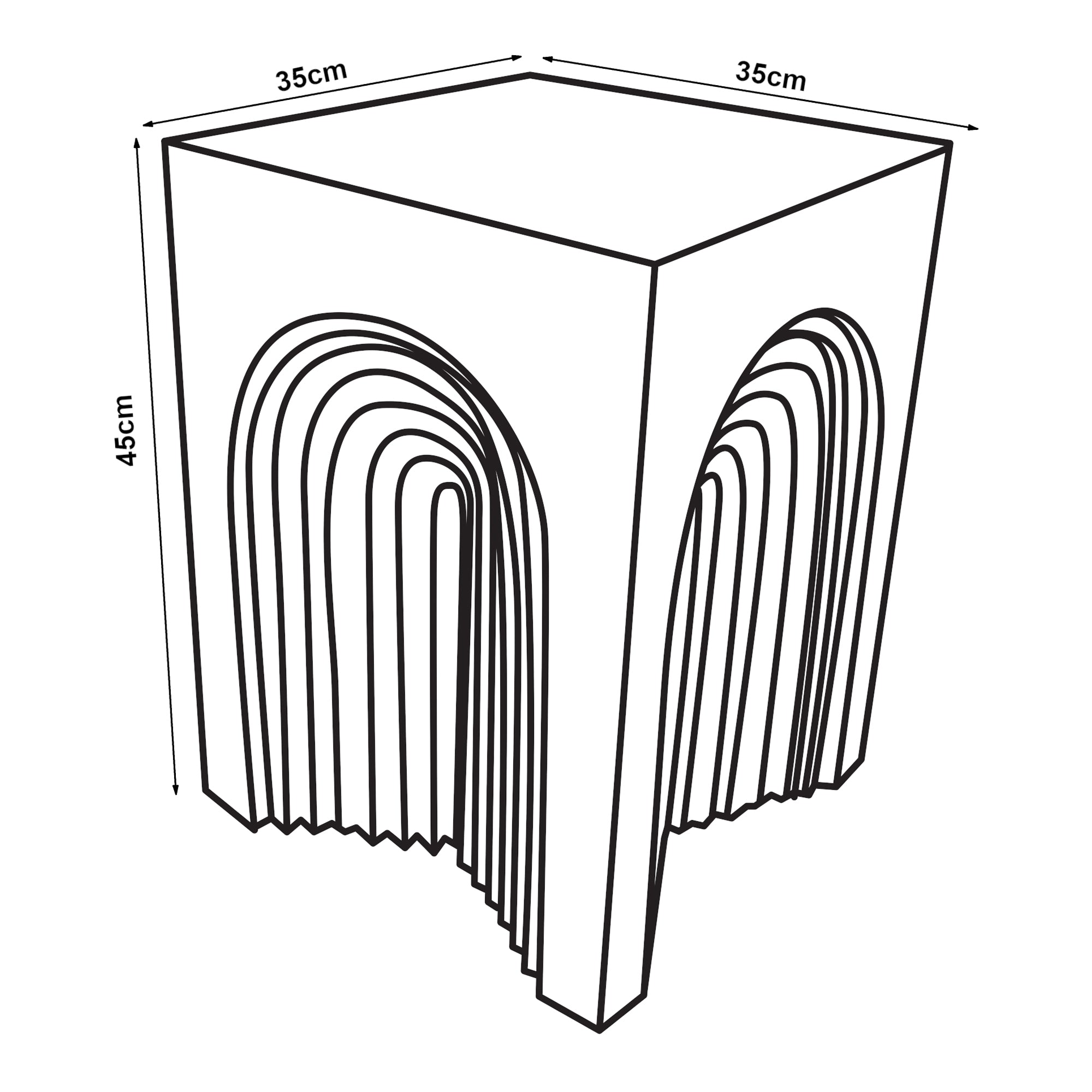 Tavolino Cubo Elverumn con Design Arcuato 45x35x35 cm Bianco [en.casa]