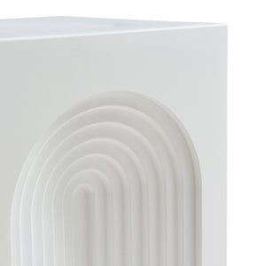 Tavolino Cubo Elverumn con Design Arcuato 45x35x35 cm Bianco [en.casa]