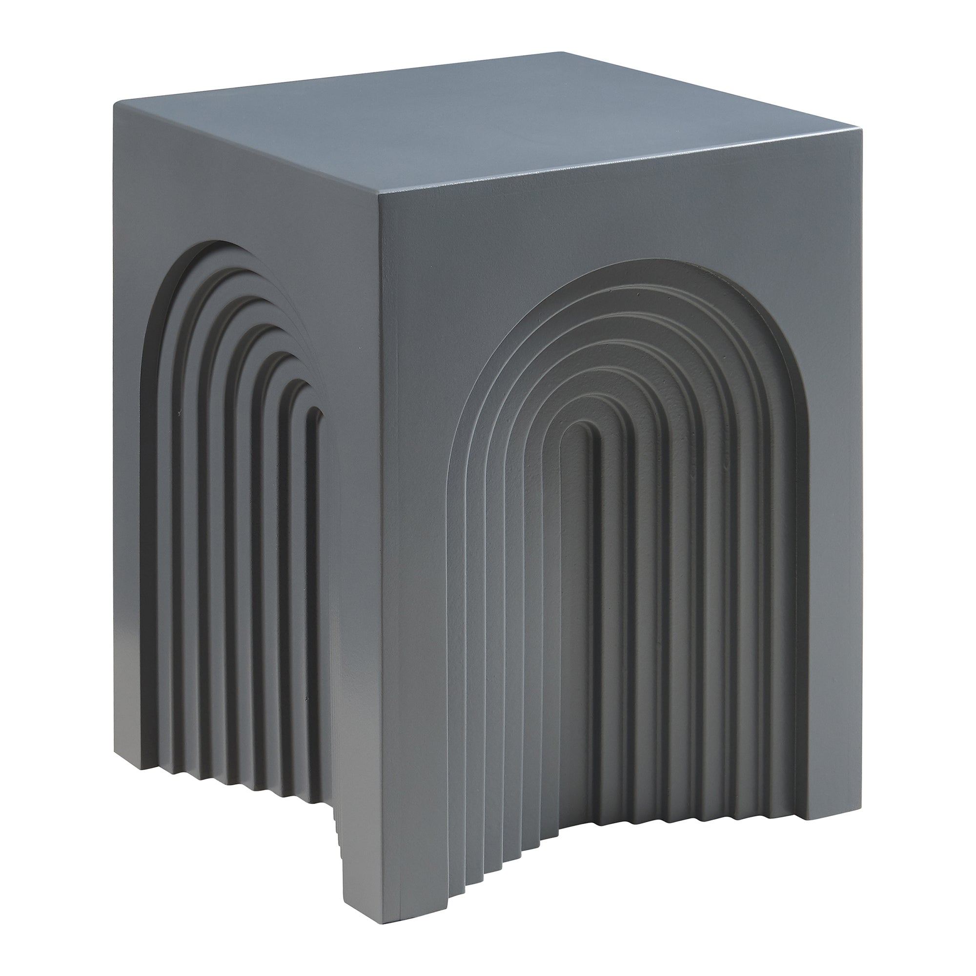 Tavolino Cubo Elverumn con Design Arcuato 45x35x35 cm Grigio [en.casa]