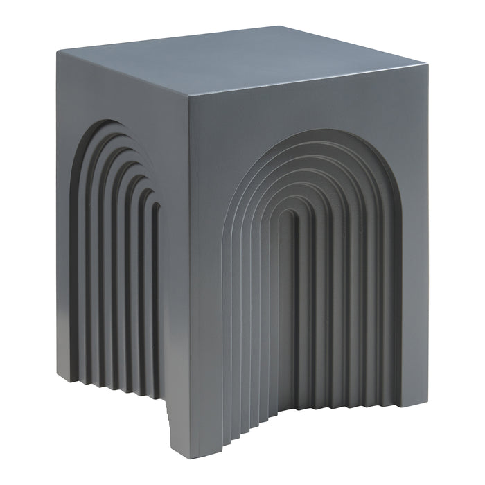 Tavolino Cubo Elverumn con Design Arcuato 45x35x35 cm Grigio [en.casa]