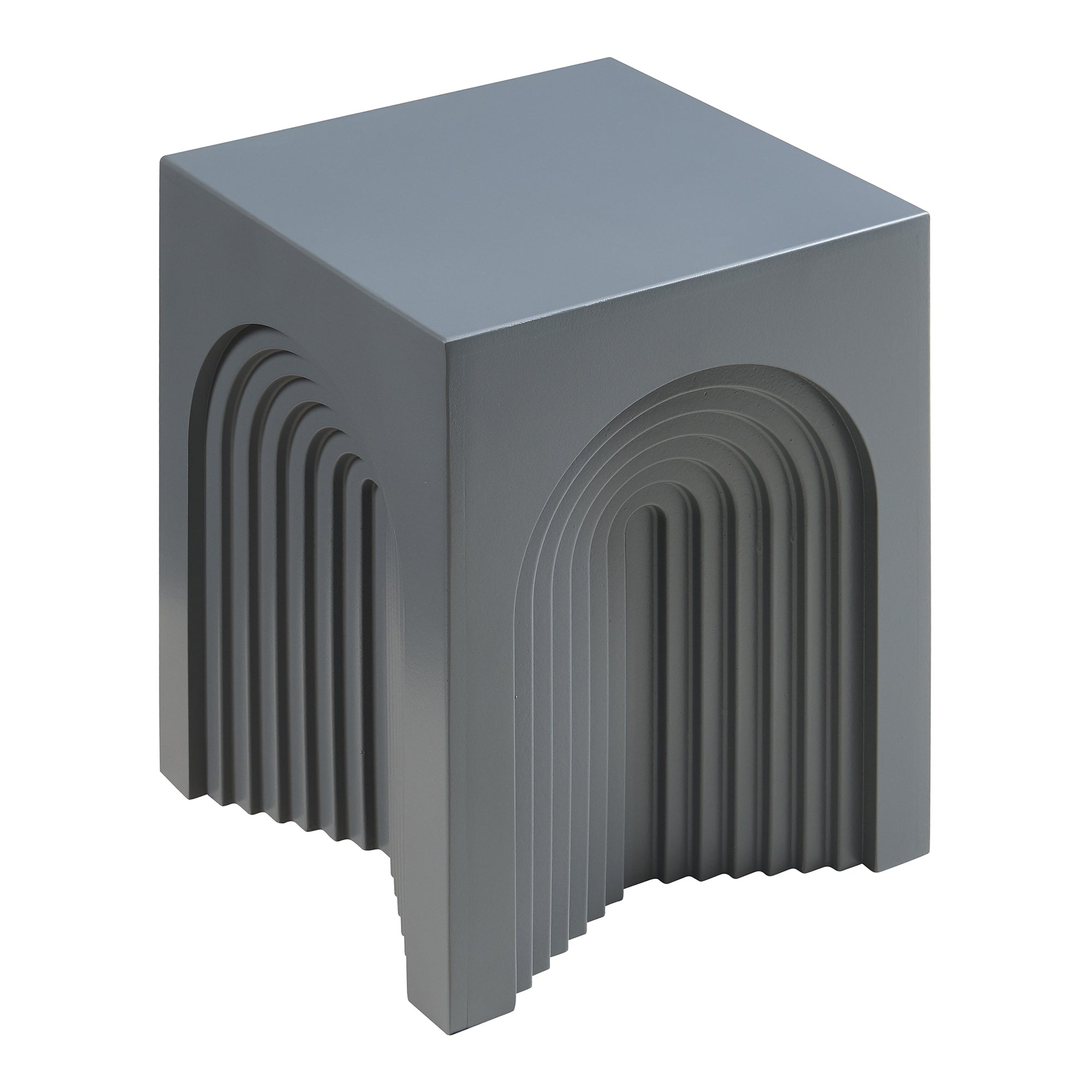 Tavolino Cubo Elverumn con Design Arcuato 45x35x35 cm Grigio [en.casa]