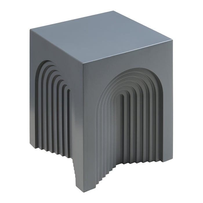 Tavolino Cubo Elverumn con Design Arcuato 45x35x35 cm Grigio [en.casa]