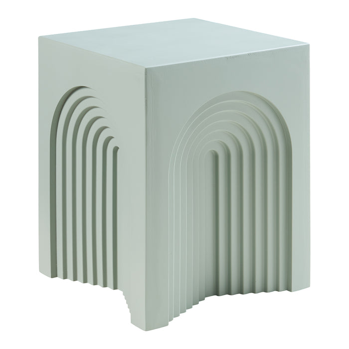 Tavolino Cubo Elverumn con Design Arcuato 45x35x35 cm Verde [en.casa]