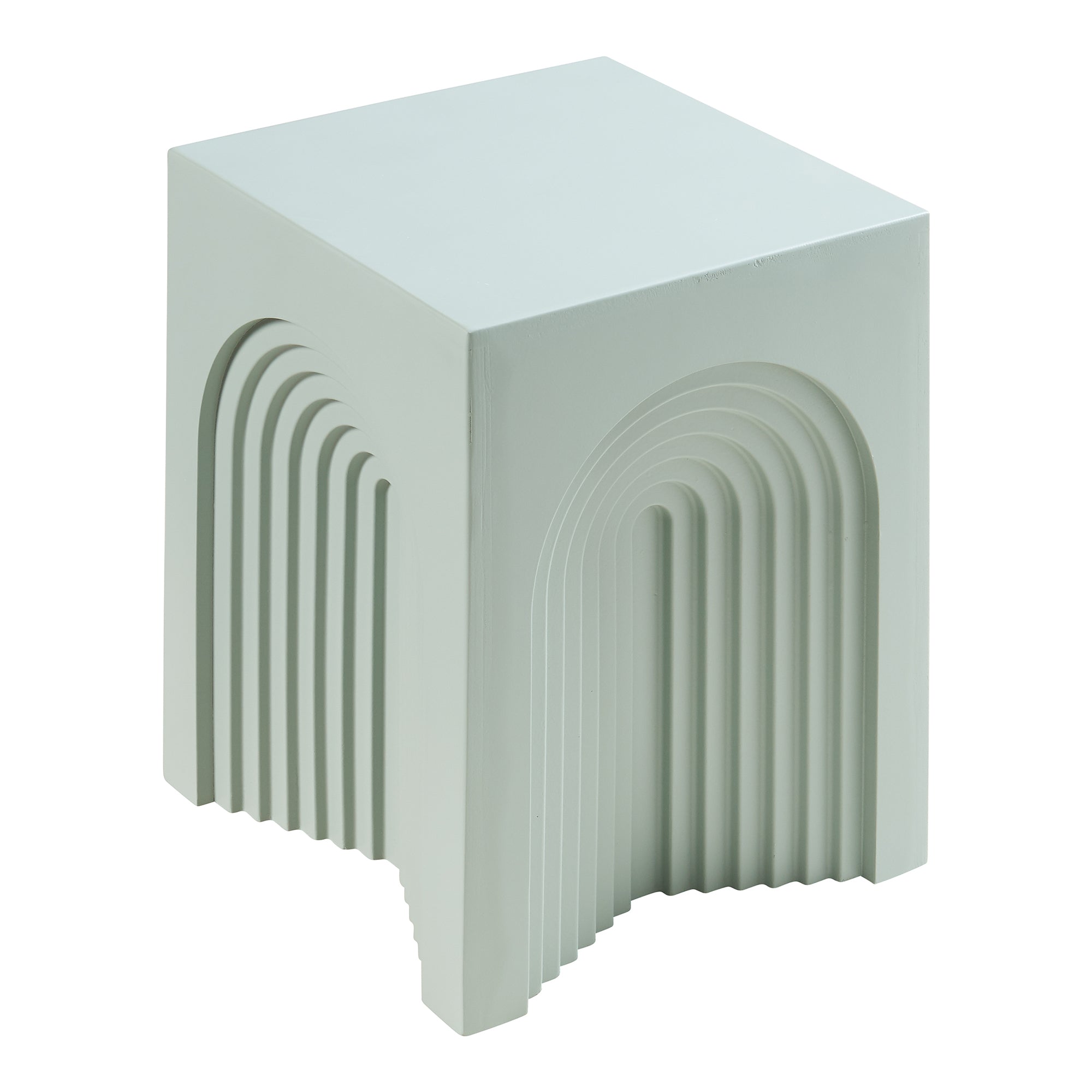 Tavolino Cubo Elverumn con Design Arcuato 45x35x35 cm Verde [en.casa]