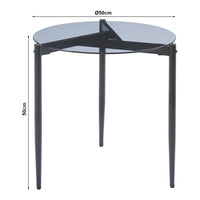 Tavolino Laterale Ulökantaa con Piano Rotondo in Vetro Fumé - Grigio [en.casa]