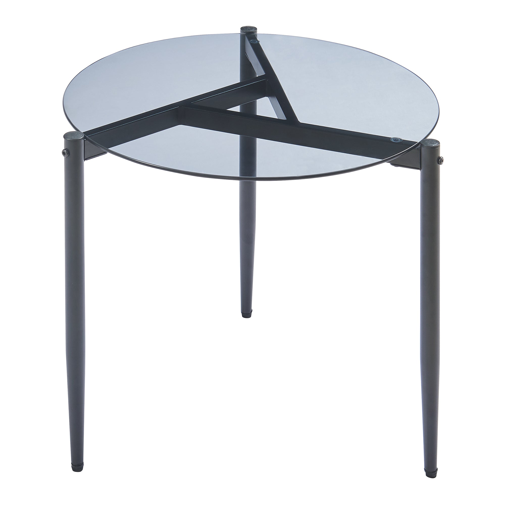 Tavolino Laterale Ulökantaa con Piano Rotondo in Vetro Fumé - Grigio [en.casa]