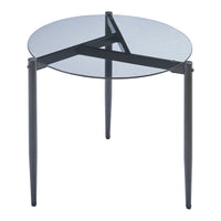 Tavolino Laterale Ulökantaa con Piano Rotondo in Vetro Fumé - Grigio [en.casa]