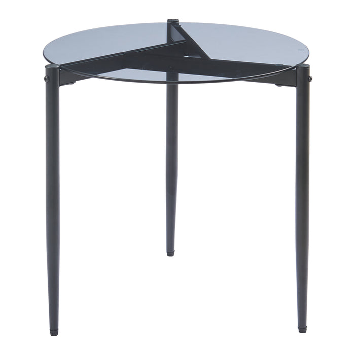 Tavolino Laterale Ulökantaa con Piano Rotondo in Vetro Fumé - Grigio [en.casa]