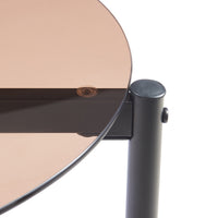 Tavolino Laterale Ulökantaa con Piano Rotondo in Vetro Fumé - Marrone [en.casa]