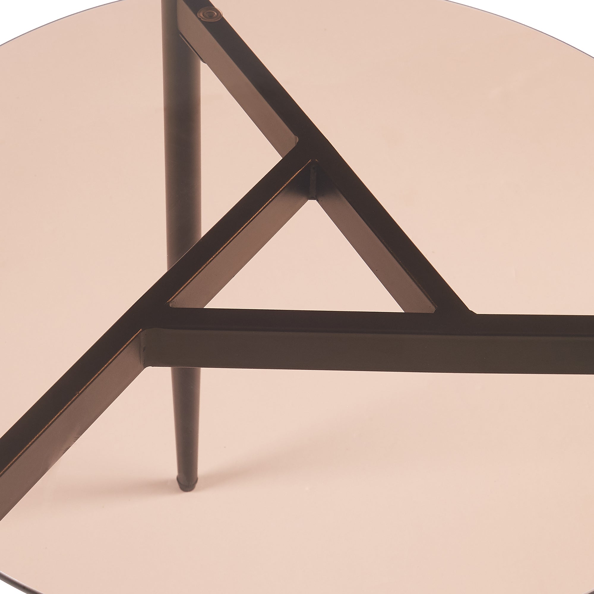 Tavolino Laterale Ulökantaa con Piano Rotondo in Vetro Fumé - Marrone [en.casa]