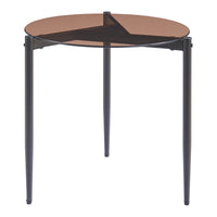 Tavolino Laterale Ulökantaa con Piano Rotondo in Vetro Fumé - Marrone [en.casa]