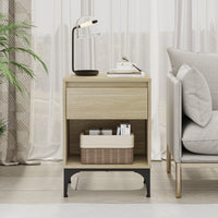 Tavolino Laterale Kistiandi Comodino con Cassetto 62 x 46 x 40 cm - Effetto Rovere Chiaro [en.casa]