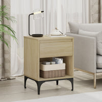 Tavolino Laterale Kistiandi Comodino con Cassetto 62 x 46 x 40 cm - Effetto Rovere Chiaro [en.casa]