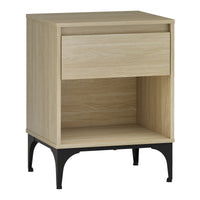 Tavolino Laterale Kistiandi Comodino con Cassetto 62 x 46 x 40 cm - Effetto Rovere Chiaro [en.casa]