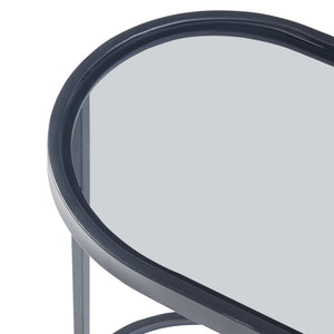 Tavolino da Divano Luleå con Piano Ovale in Vetro - Metallo Nero [en.casa]